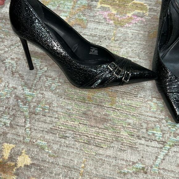 Zara black patent leather heels with buckles sz 38 - Picture 2 of 5